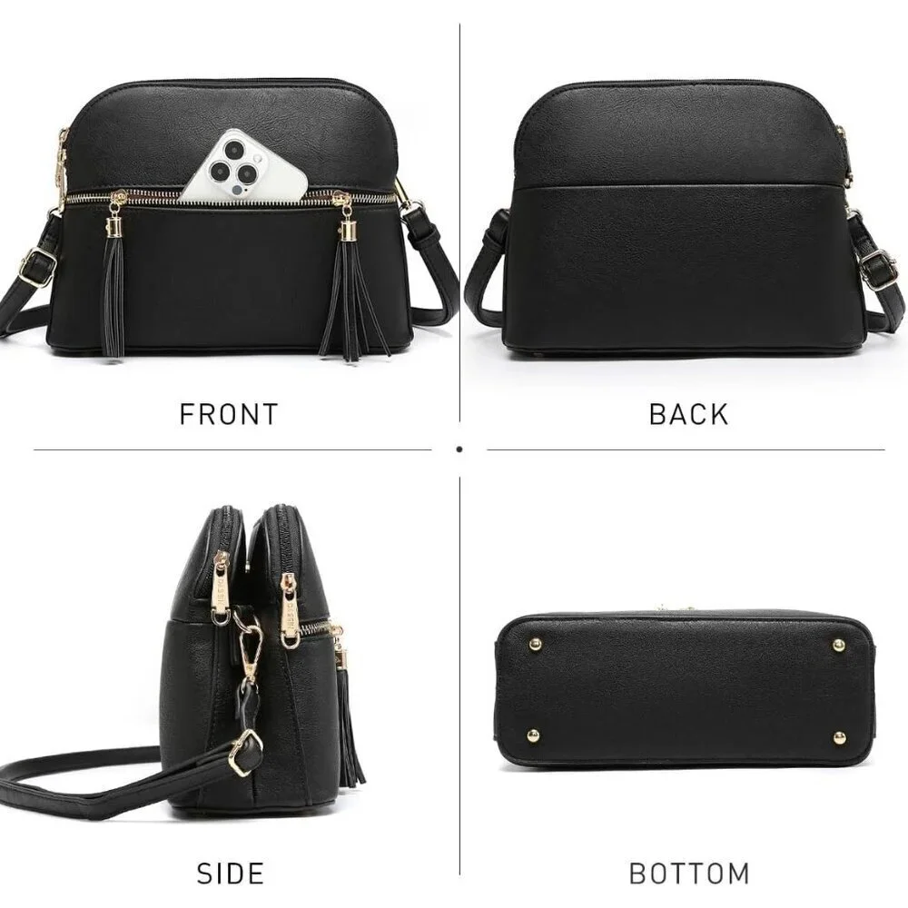Women Tassel Zipper Pocket Crossbody Bag Shoulder Purse Fashion Travel Bag with - Picture 3 of 5